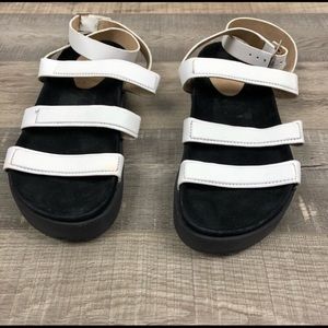 Platform black and white strappy sandals